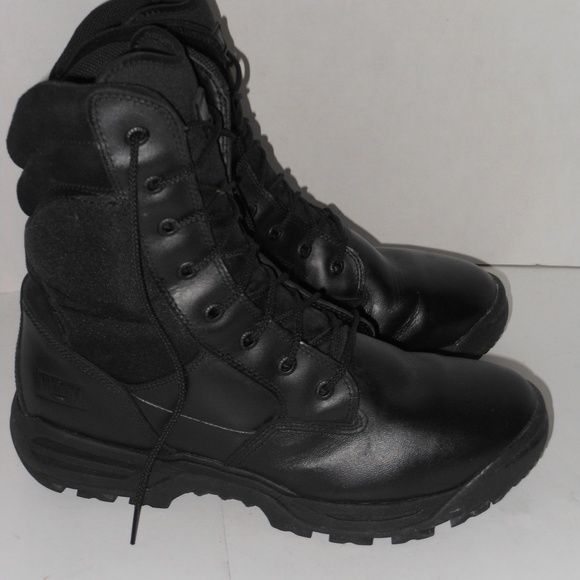 MAGMUM TECHNOLOGY BLACK LEATHER ANKLE BOOT SIZE 12 - Picture 4 of 10